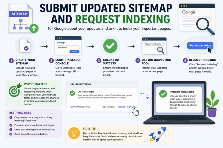 update sitemap and request indexing