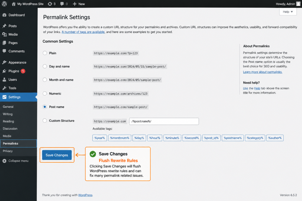 Permalinks Screenshot