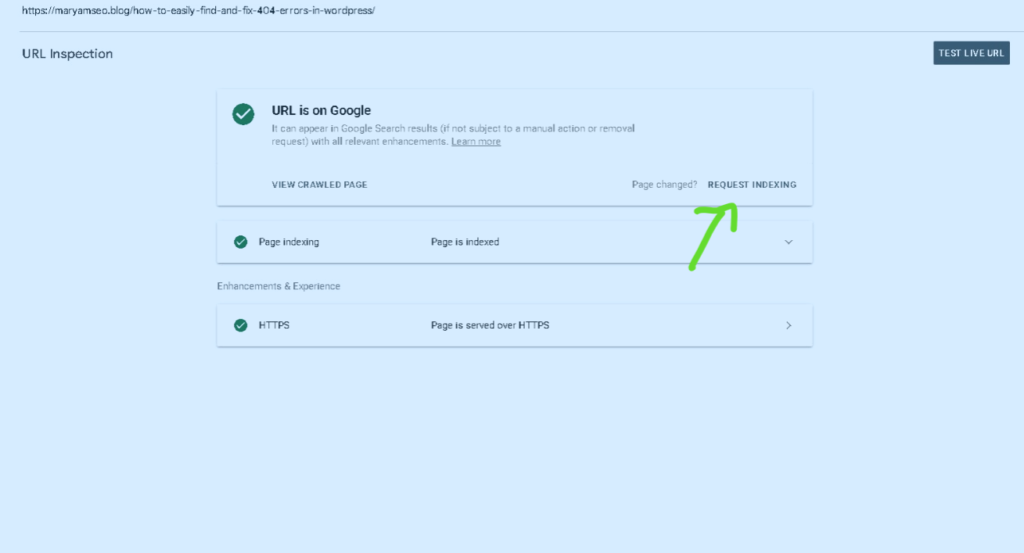 request indexing