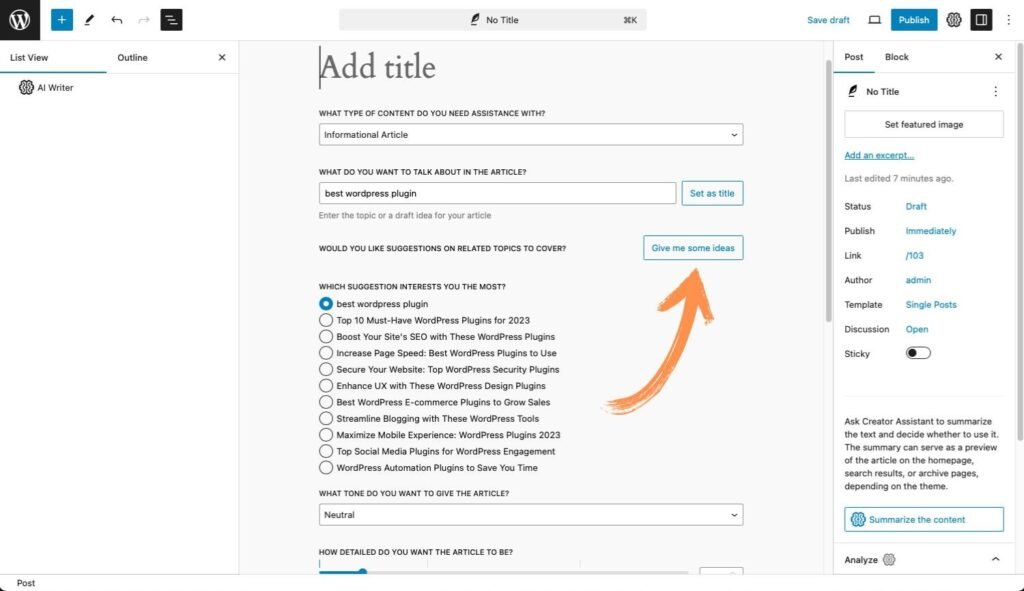 WordPress AI assistant