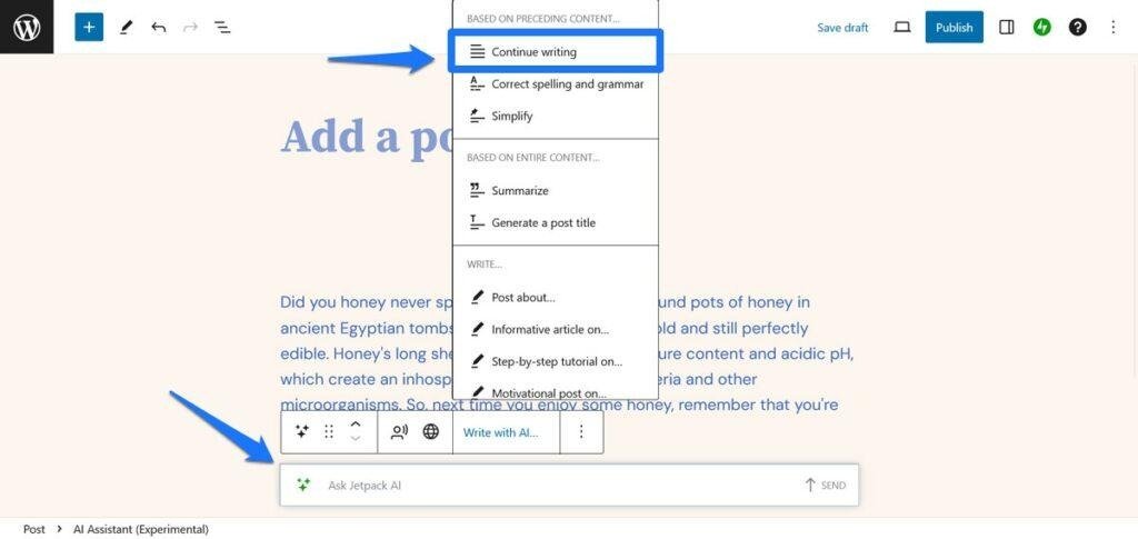 WordPress AI assistant