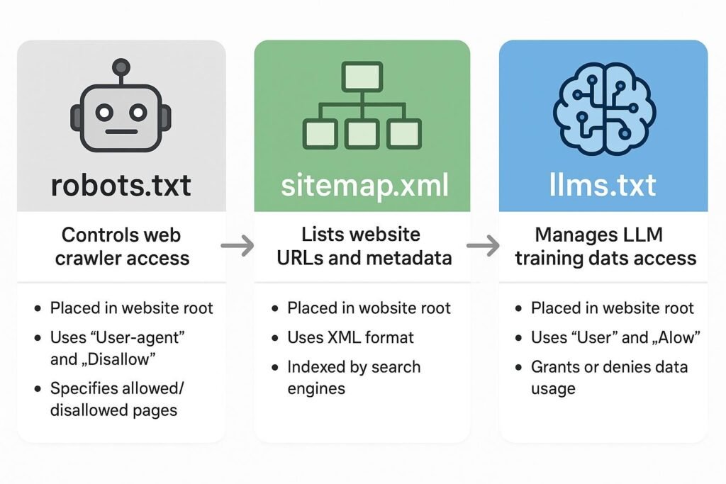 llms-full.txt and sitemap.xml are different